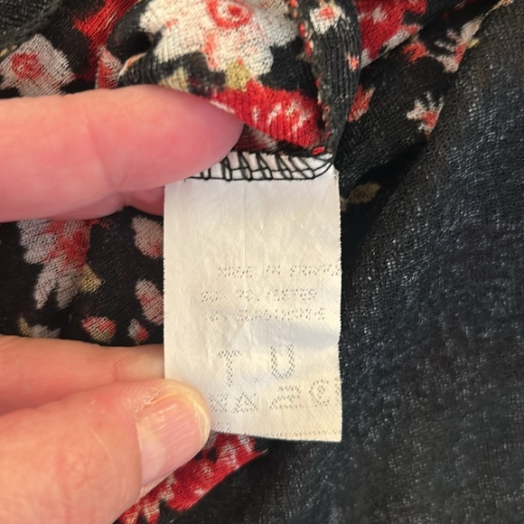 Fashion 100 Paris Black Sheer Cottagecore Floral Boho Asymmetrical Top Sz Small - Picture 6 of 6